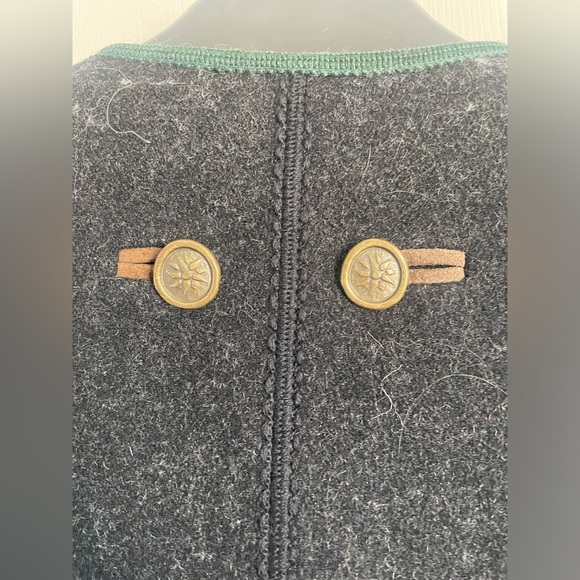 Loden Look Green Wool Folklore Jacket L Alpine Cottagecore Grandmacore - Picture 9 of 16